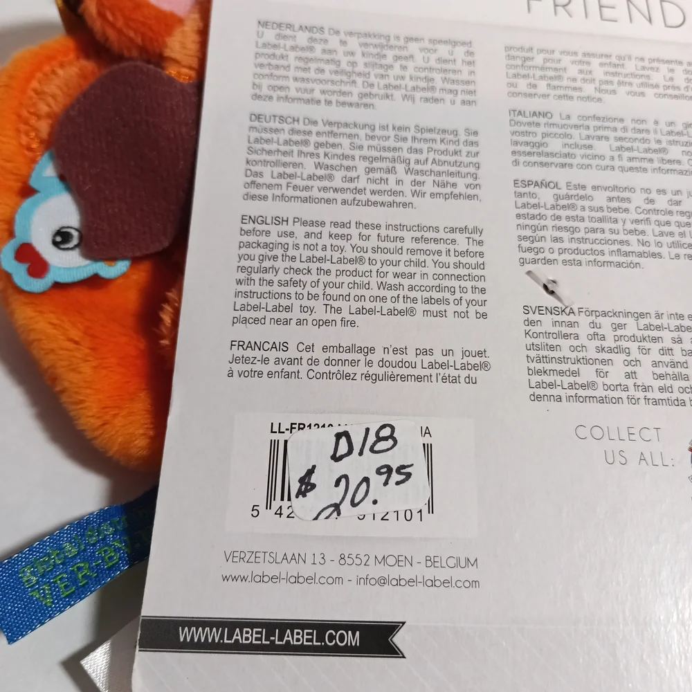 Label Label Friends Cuddly Henry Horse Baby Toy Tab Lovey New Nwt